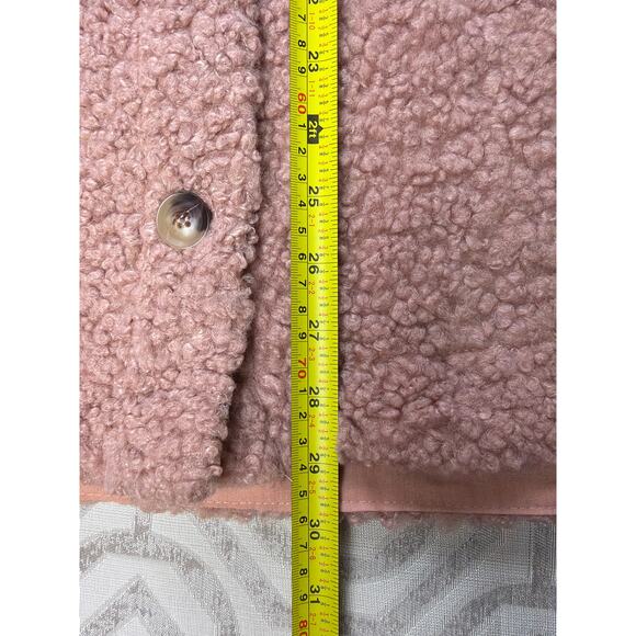 Blu Pepper Sherpa Shacket Women’s Size M Pink Fuzzy Button Up Jacket NWT Cozy - Picture 4 of 8